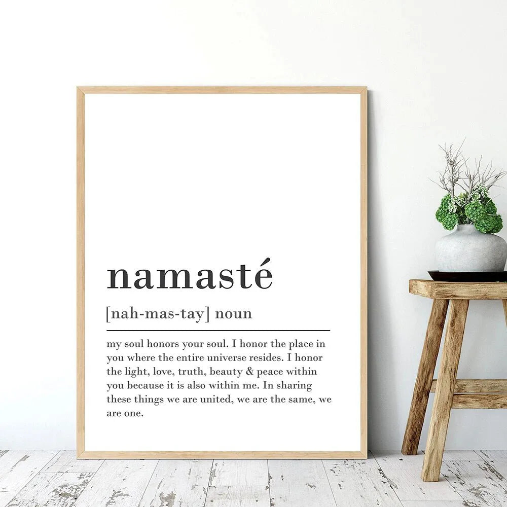 Namaste Definition Yoga Poster Wall Art Fine Art Canvas Prints Pictures Of Zen For Living Room Bedroom Gym Yoga Studio Home Decor