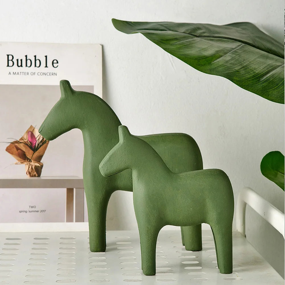 Nordic Wooden Horse Ornaments For Living Room Coffee Table Dining Room Decoration Wood Horse Statuettes For Dining Room Table Simple Scandinavian Home Decor