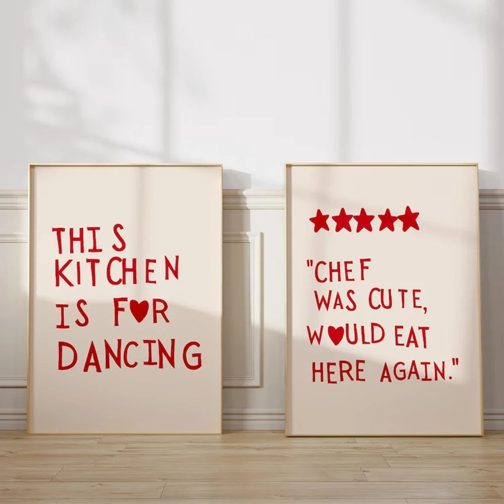 This Kitchen Is For Dancing Posters Wall Art Fine Art Canvas Prints Cute Cheeky Pictures For Kitchen Chef Quotes Modern Typographic Wall Art