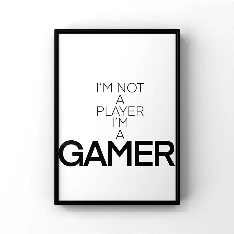Black & White Gamer Posters Minimalist Wall Art Fine Art Canvas Prints Trendy Pictures For Kid's Room Gamers Room Wall Art Decor