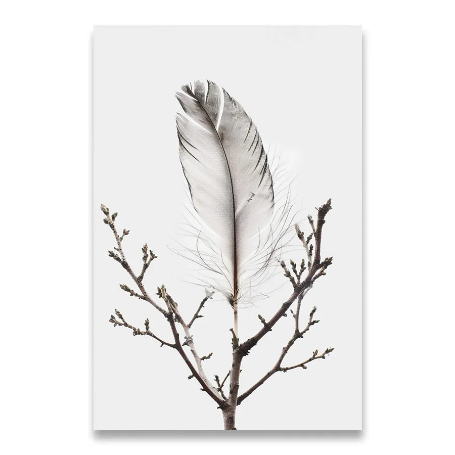 Minimalist Black White Feather Wall Art Fine Art Canvas Prints Zen Pictures Of Calm For Living Room Bedroom Home Office Art Decor