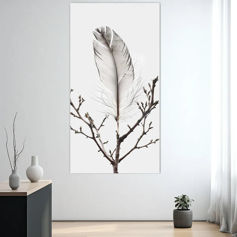 Minimalist Black White Feather Wall Art Fine Art Canvas Prints Zen Pictures Of Calm For Living Room Bedroom Home Office Art Decor