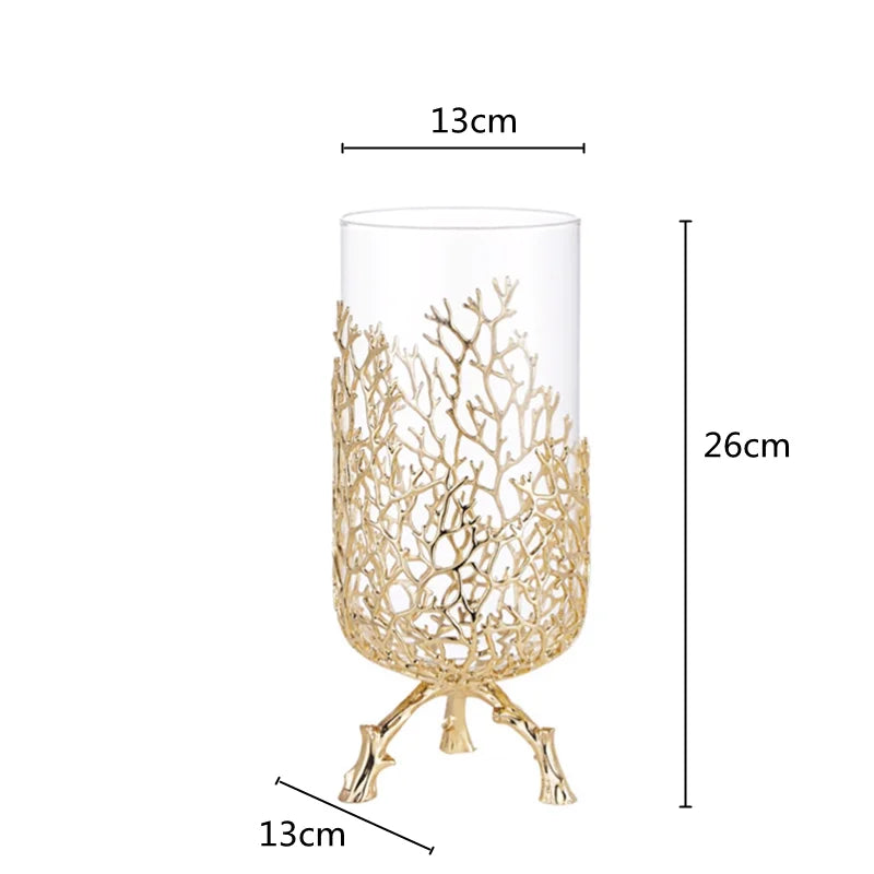 Ocean Themed Faux Coral Resin Ornaments Crystal Tree Glass Vase Decorative Figurines Abstract Art Sculpture For Luxury Living Room Coffee Table Decor