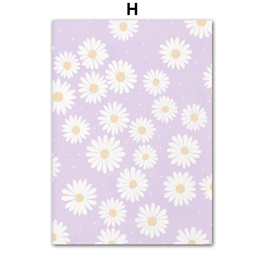 Pink Lavender Daisy Flower Market Posters Wall Art Fine Art Canvas Prints Pastel Floral Pictures For Living Room Bedroom Art Decor