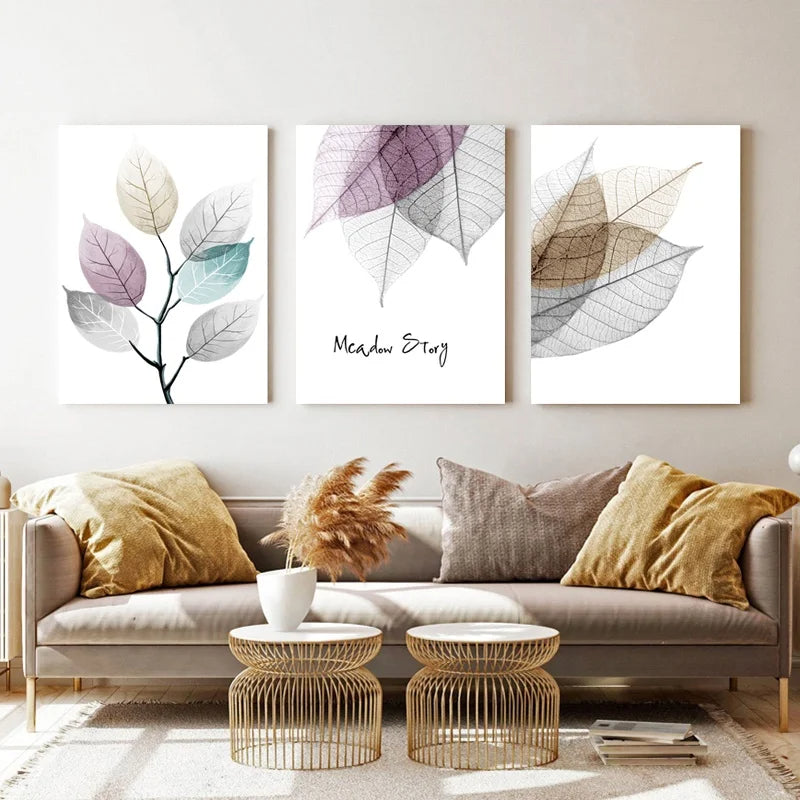 Set of 3Pcs FRAMED Canvas Prints - Nordic Abstract Wall Art Framed With Wood Frame. Size Options: 20x30cm, 30x40cm & 40x50cm