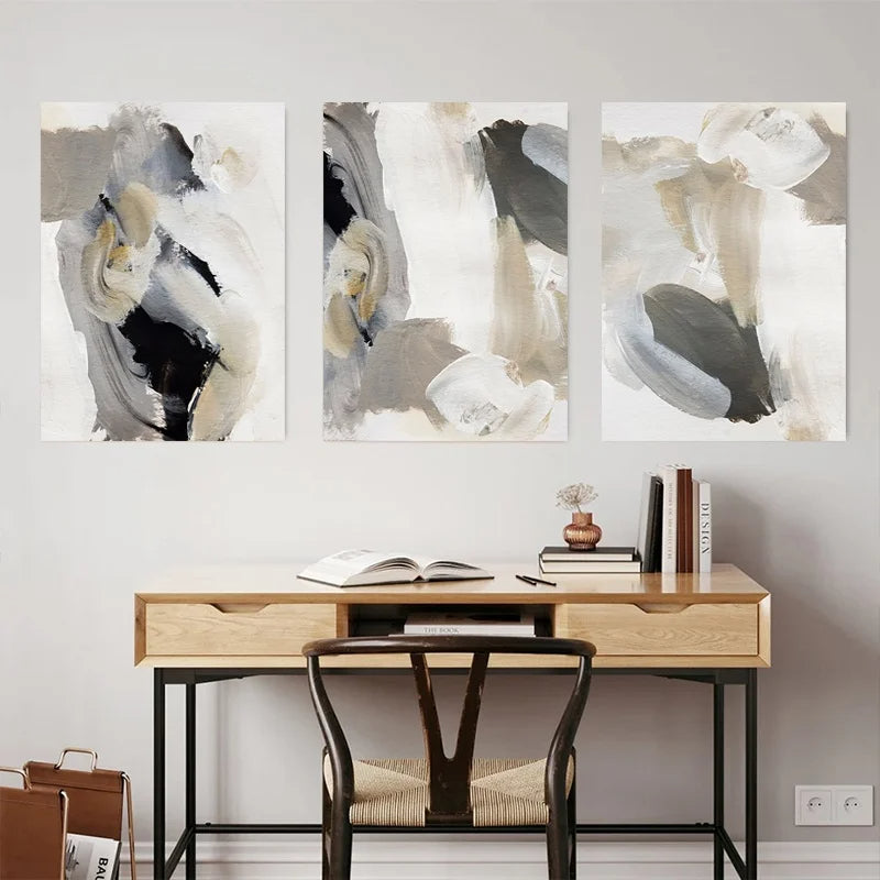 Set of 3Pcs FRAMED Canvas Prints - Nordic Abstract Wall Art Framed With Wood Frame. Size Options: 20x30cm, 30x40cm & 40x50cm