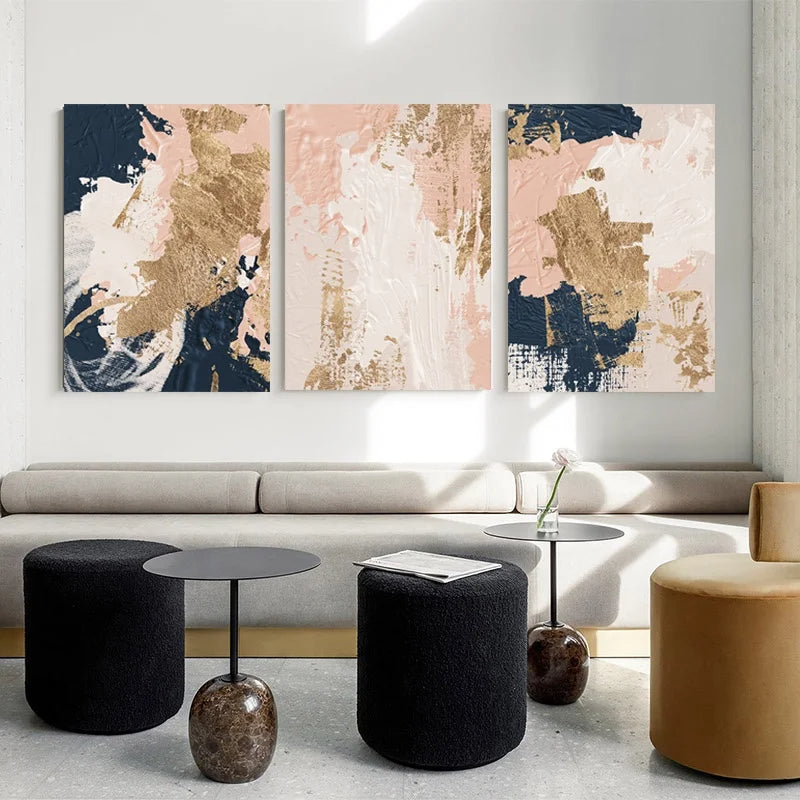 Set of 3Pcs FRAMED Canvas Prints - Nordic Abstract Wall Art Framed With Wood Frame. Size Options: 20x30cm, 30x40cm & 40x50cm