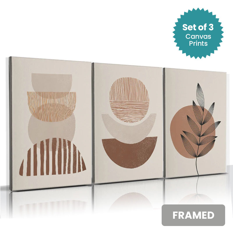 Set of 3Pcs FRAMED Canvas Prints - Nordic Lifestyle Abstract Wall Art Canvas Prints Framed With Wood Frame. Size Options: 20x30cm, 30x40cm