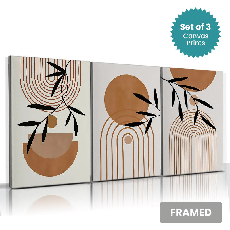 Set of 3Pcs FRAMED Canvas Prints - Nordic Lifestyle Abstract Wall Art Canvas Prints Framed With Wood Frame. Size Options: 20x30cm, 30x40cm