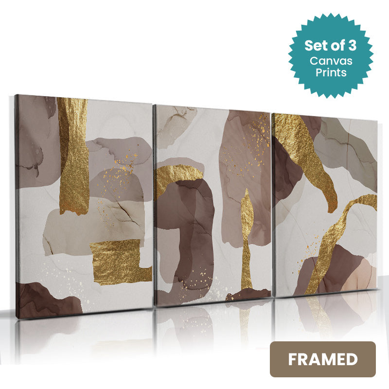 Set of 3Pcs FRAMED Nordic Abstract Wall Art Fine Art Canvas Prints Framed With Wood Frame 20x30cm 30x40cm