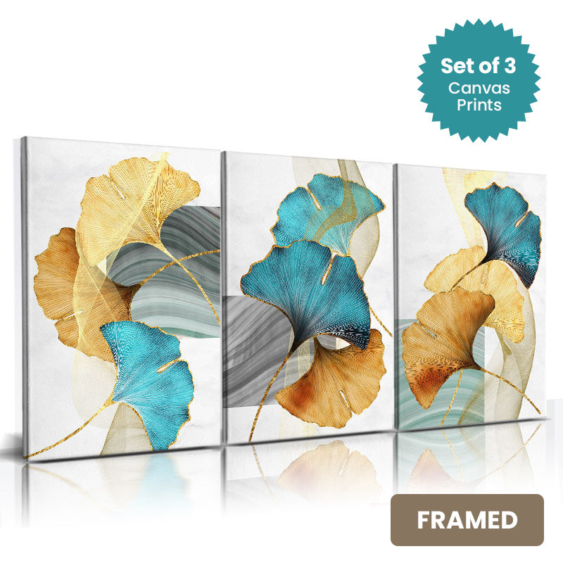 Set of 3Pcs FRAMED Nordic Exotic Tropical Botanical Wall Art Fine Art Canvas Prints, Framed With Wood Frame