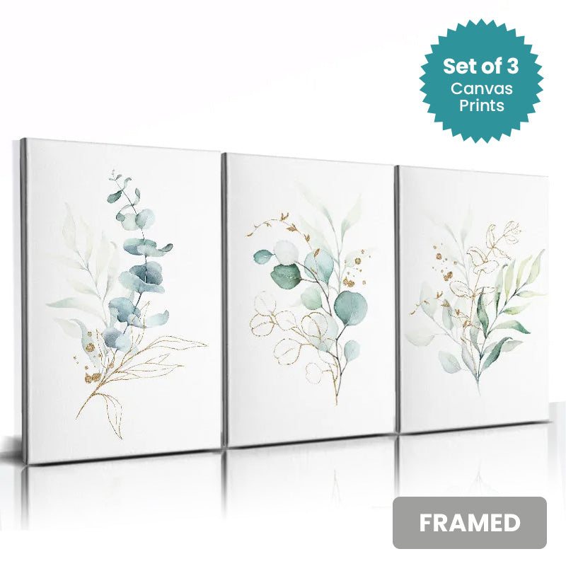 Set of 3Pcs FRAMED Nordic Abstract Wall Art Fine Art Canvas Prints, Framed With Wood Frame. Size Options: 20x30cm & 30x40cm