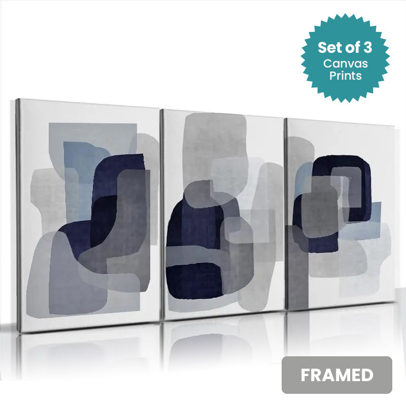 Set of 3Pcs FRAMED Nordic Abstract Wall Art Fine Art Canvas Prints, Framed With Wood Frame. Size Options: 20x30cm & 30x40cm