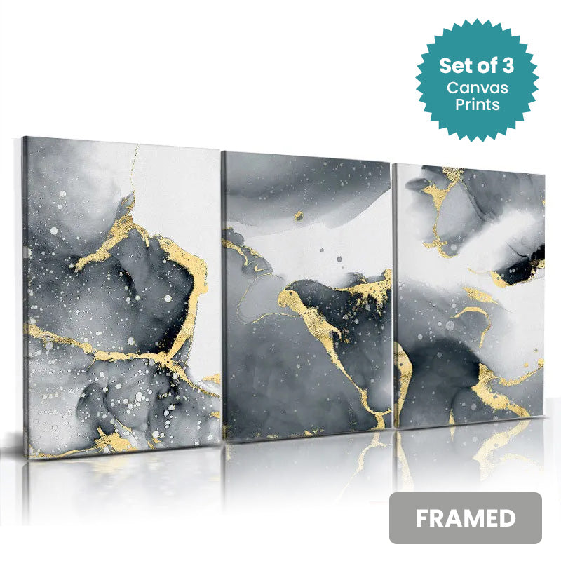 Set of 3Pcs FRAMED Nordic Abstract Wall Art Fine Art Canvas Prints, Framed With Wood Frame. Size Options: 20x30cm & 30x40cm