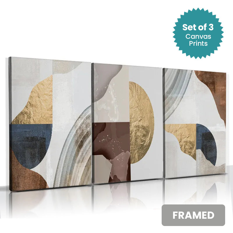 Set of 3Pcs FRAMED Nordic Abstract Wall Art Fine Art Canvas Prints, Framed With Wood Frame. Size Options: 20x30cm & 30x40cm