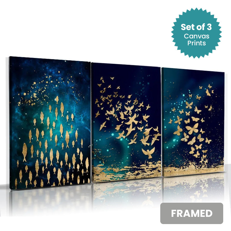 Set of 3Pcs FRAMED Nordic Abstract Wall Art Fine Art Canvas Prints, Framed With Wood Frame. Size Options: 20x30cm & 30x40cm