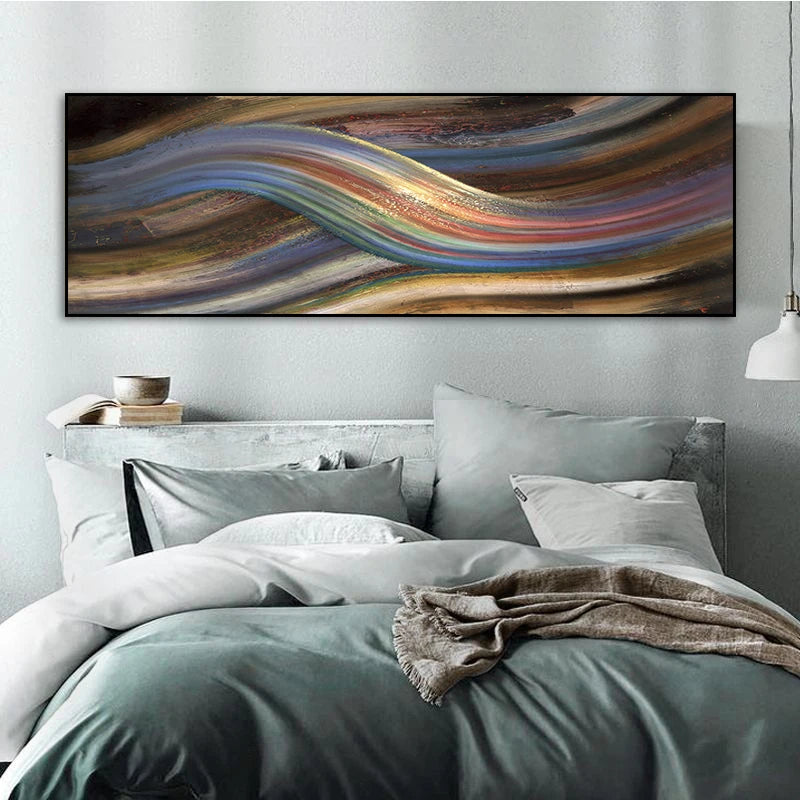 Rainbow Abstract Wall Art Fine Art Canvas Print Modern Colors Wide Format Pictures For Above The Bed or Above The Living Room Sofa