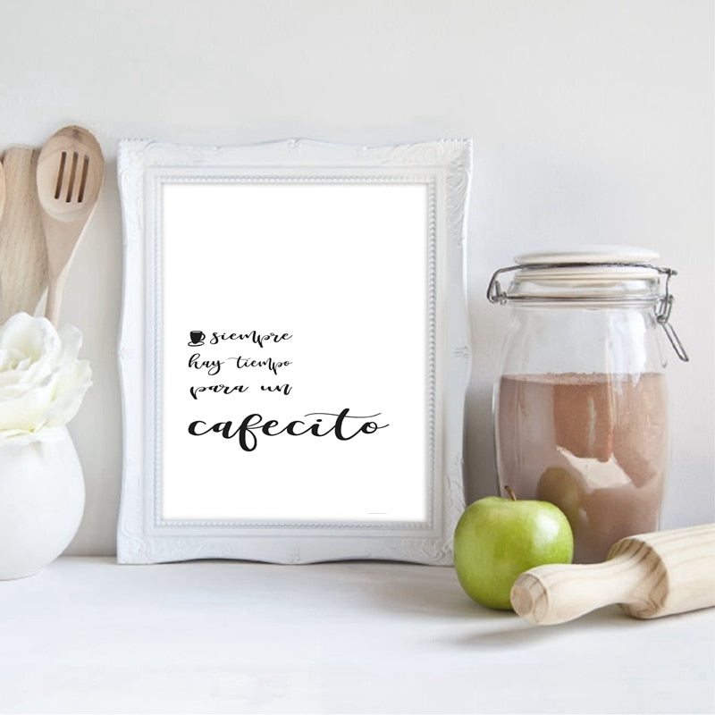 Siempre Hay Tiempo Para Un Cafecito Wall Art Spanish Cafe Shop Sign There Is Always Time For A Coffee Fine Art Canvas Prints For Kitchen Living Room Home Decor