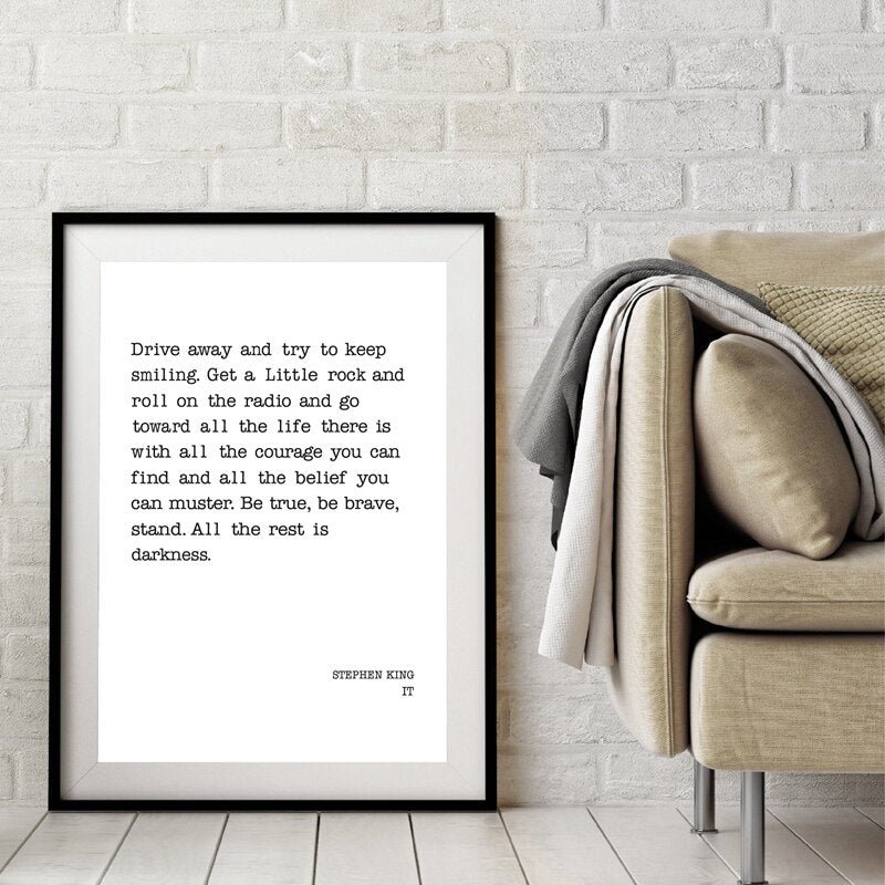 Stephen King Quote From IT Famous Literature Quotes Wall Art Fine Art Canvas Print Minimalist Typographic Black White Poster For Living Room Home Office Decor