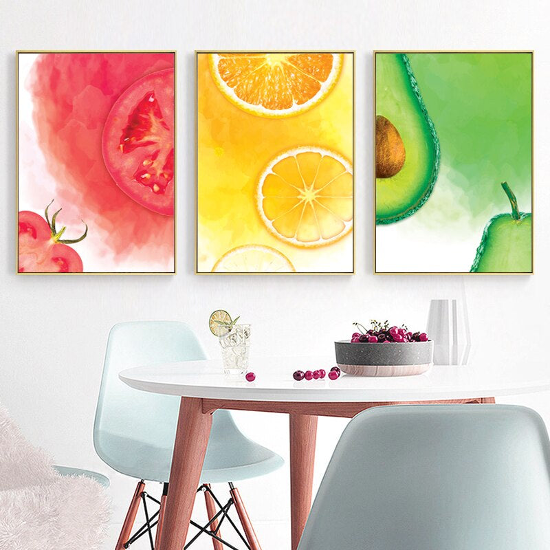 Super Fruits Posters Wall Art Bright Colorful Kitchen Art Decor Fine Art Canvas Prints Nordicwallart Com