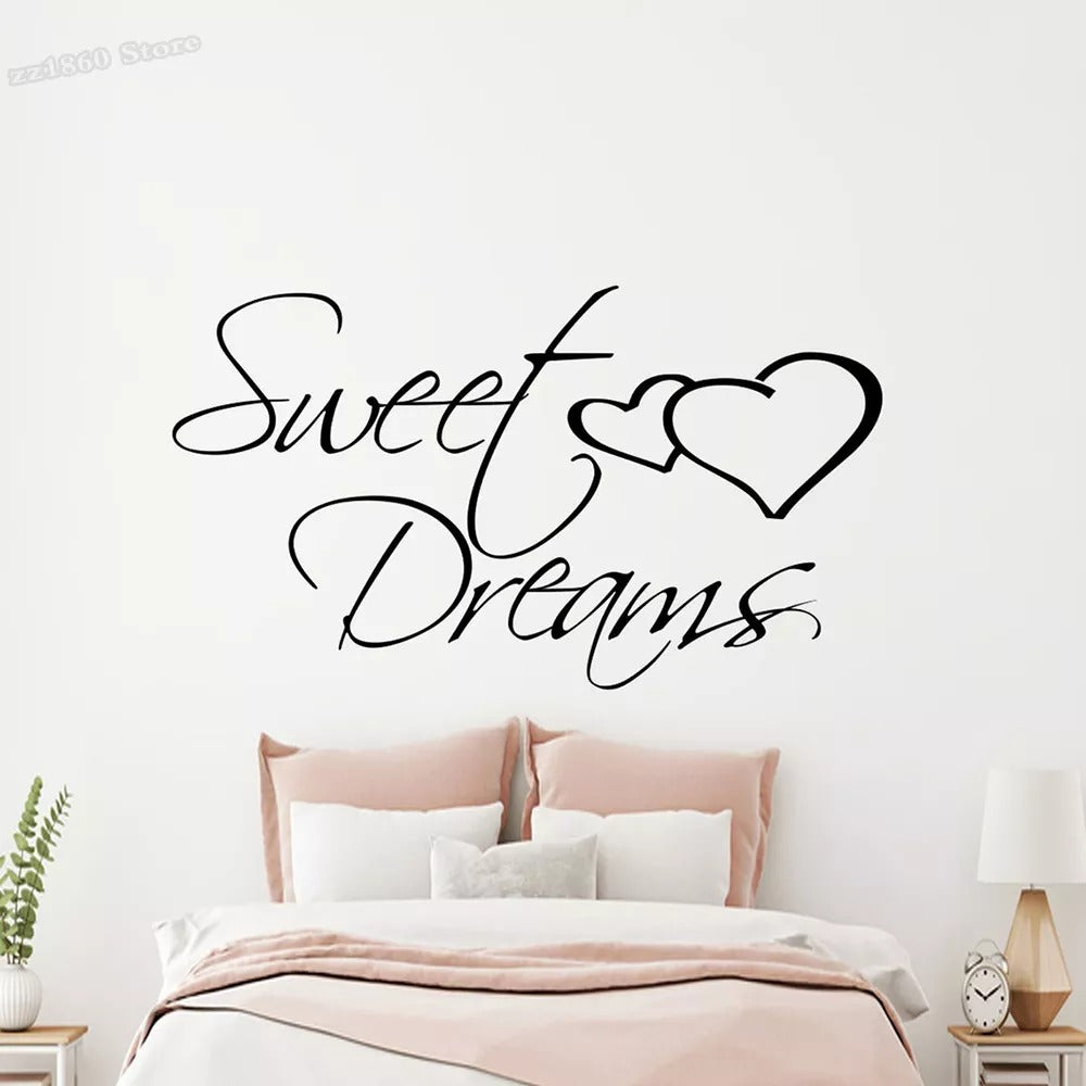 Sweet Dreams Love Quotes Wall Sticker For Bedroom Removable Peel and Stick Vinyl Wall Decal For Creative DIY Home Decor