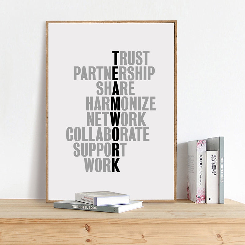 Teamwork Quotes Posters Motivational Wall Art Black And White Fine Art