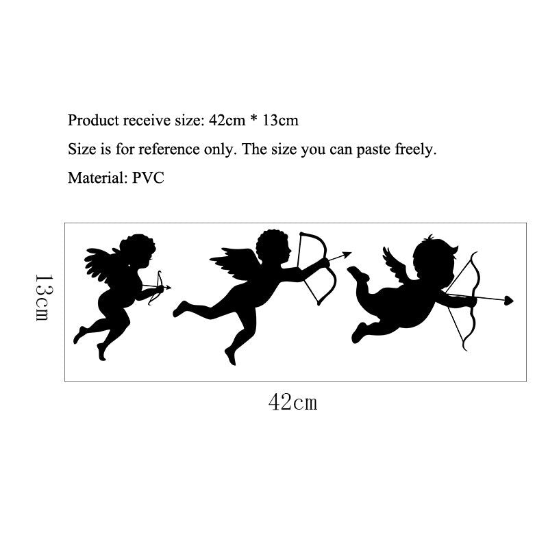 Three Cupids Wall Decals Removable Stick-on Peel-off PVC Vinyl Wall Stickers For Living Room Bedroom Romantic Creative Simple DIY Wall Art Decoration