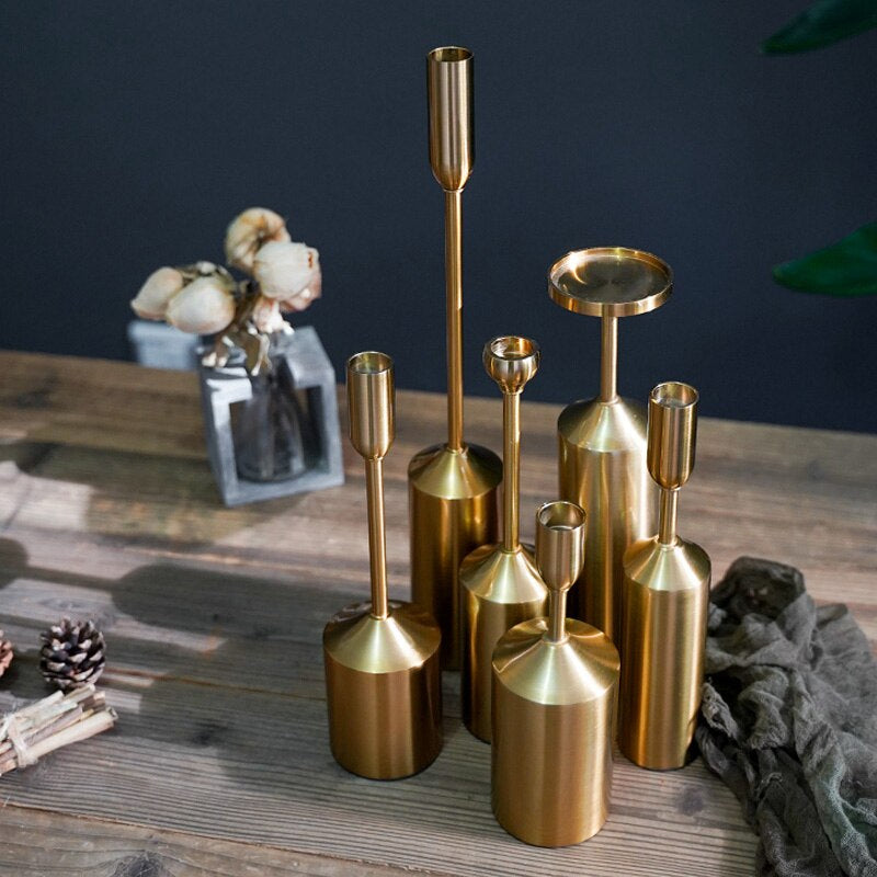 Trending Elegant Golden Metal Candle Stands For Living Room Table Sideboard Fireplace Mantelpiece Wedding Decoration Candlesticks Nordic Home Decor
