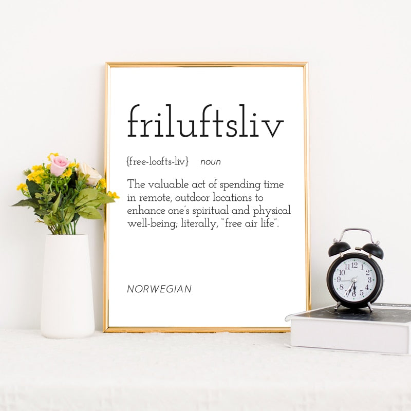 Uff Da Definition Meaning Of Friluftsliv Nordic Wall Art Fine Art Canvas Print Minimalist Black & White Typographic Posters For Scandinavian Home Interior Decor