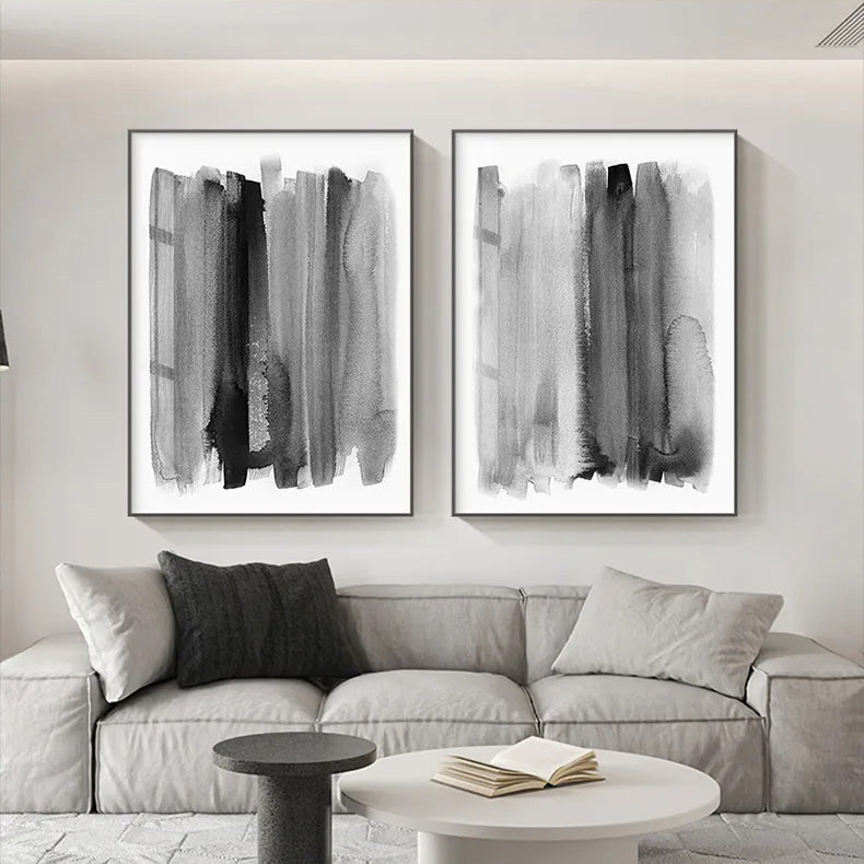 Urban Shades Of Grey Black White Abstract Wall Art Fine Art Canvas Prints Pictures For Modern Apartment Living Room Home Office Decor