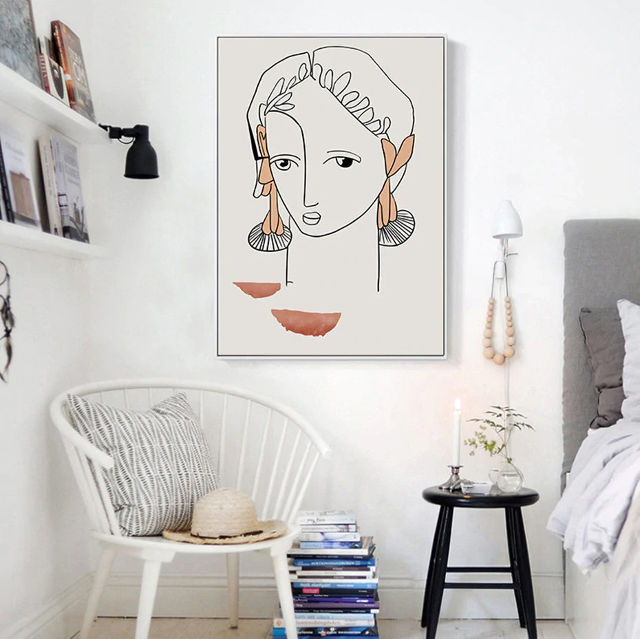 Vintage Abstract Portrait Figure Art Fine Art Canvas Prints Nordic Style Minimalist Contemporary Wall Decor For Living Room Bedroom Dining Room Modern Home Decor