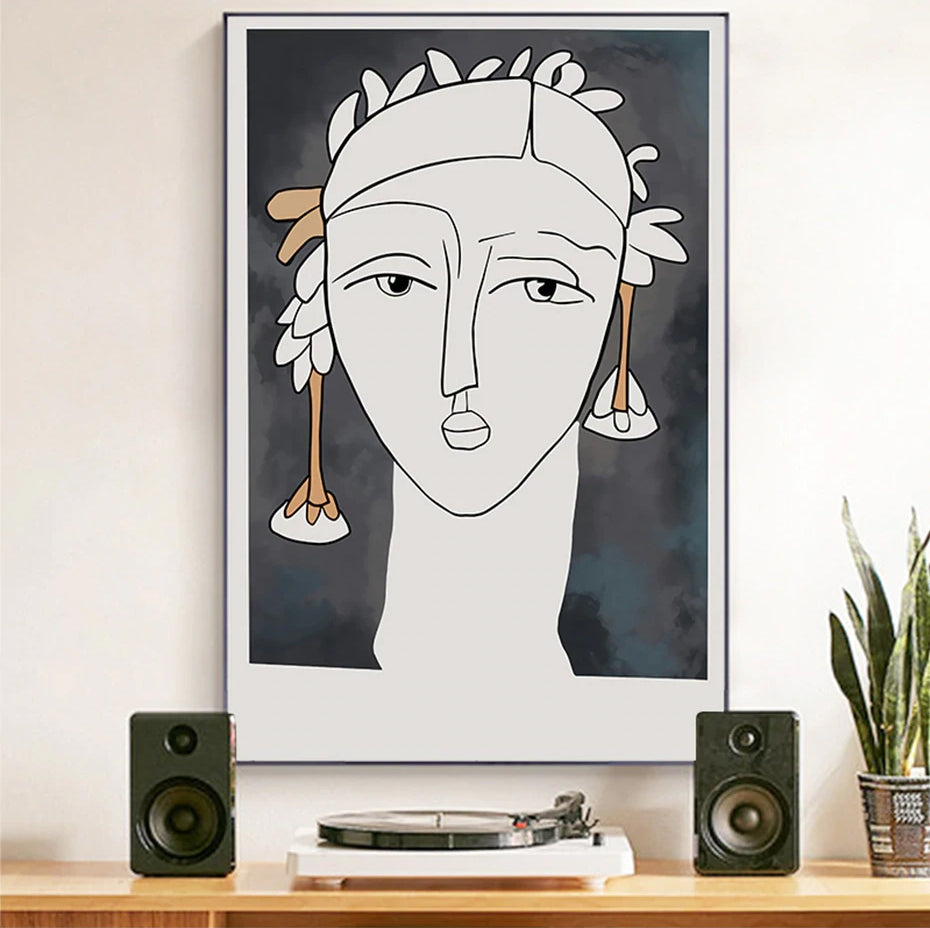 Vintage Abstract Portrait Figure Art Fine Art Canvas Prints Nordic Style Minimalist Contemporary Wall Decor For Living Room Bedroom Dining Room Modern Home Decor