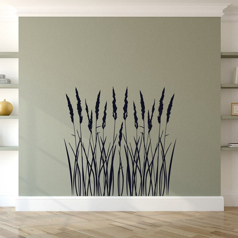 Living Solid Color For Wall – Reeds Water Silhouet Room Tall Mural Grass