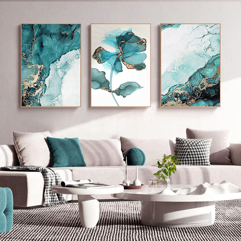 Watercolor Marble Stone Picture Canvas Painting Wall Art Modern Abstract Fashion Posters and Prints for Home Living Room Decor