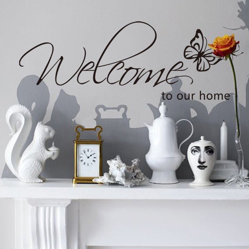 Welcoming Quote Wall Art Mural Removable PVC Vinyl Wall Decal For Living Room Dining Room Kitchen Entrance Hall Creative Simple Makeover DIY Home Decor
