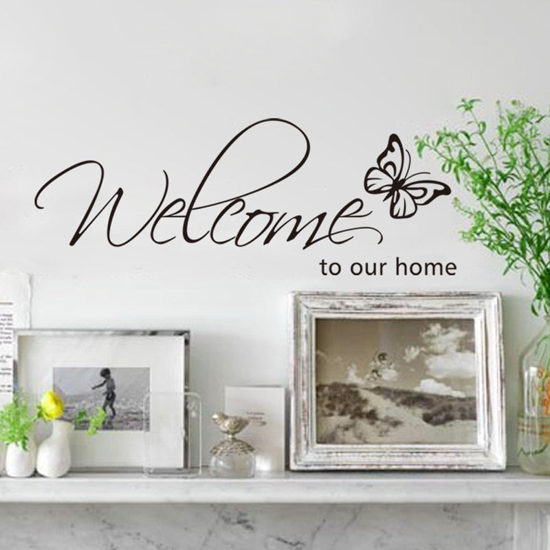 Welcoming Quote Wall Art Mural Removable PVC Vinyl Wall Decal For Living Room Dining Room Kitchen Entrance Hall Creative Simple Makeover DIY Home Decor