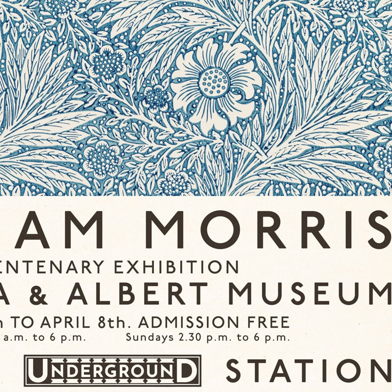 William Morris Textile Designer Vintage Exhibition Poster London Wall Art Fine Art Canvas Prints Retro Gallery Wall Pictures For Living Room Dining Room Decor