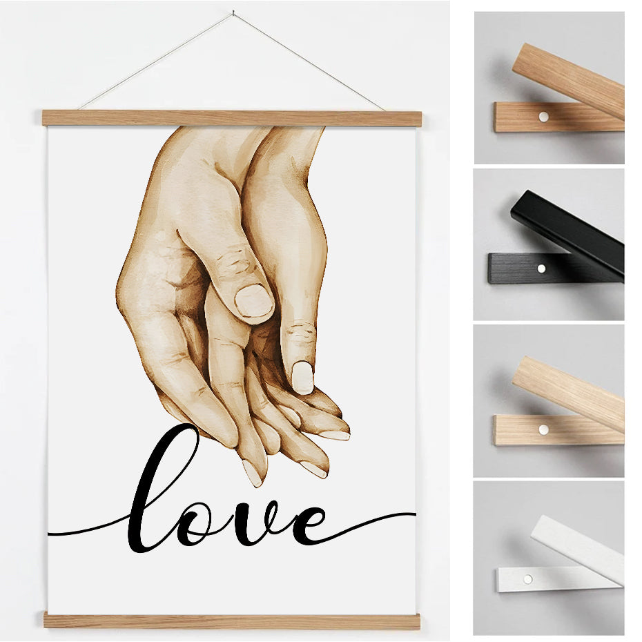 Wooden Magnetic Poster Frame for Canvas Print - Modern Style, No Drilling, Easy to Install and Hang