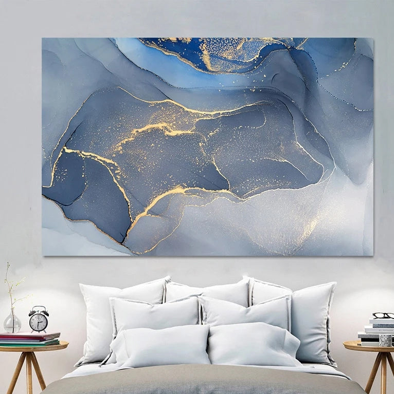 Abstract Blue Gray Marble Wall Art Fine Art Canvas Prints Contemporary Nordicwallart Com