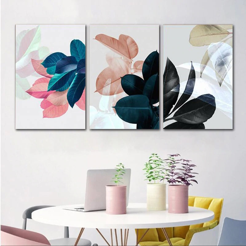 Abstract Colored Leaves Wall Art House Plants Botany Posters Fine Art Canvas Prints Nordicwallart Com