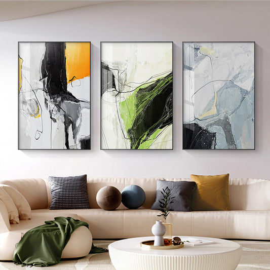 Bold Orange Abstract Geomorphic Color Block Wall Art Pictures For