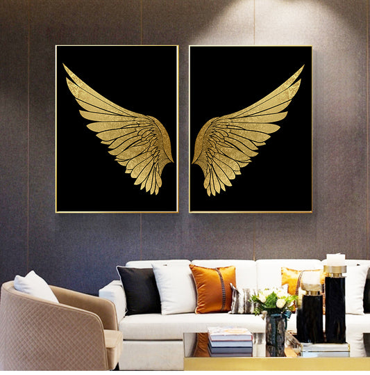 Golden Butterfly Wings Boutique Abstract Wall Art Fine Art Canvas Prin –
