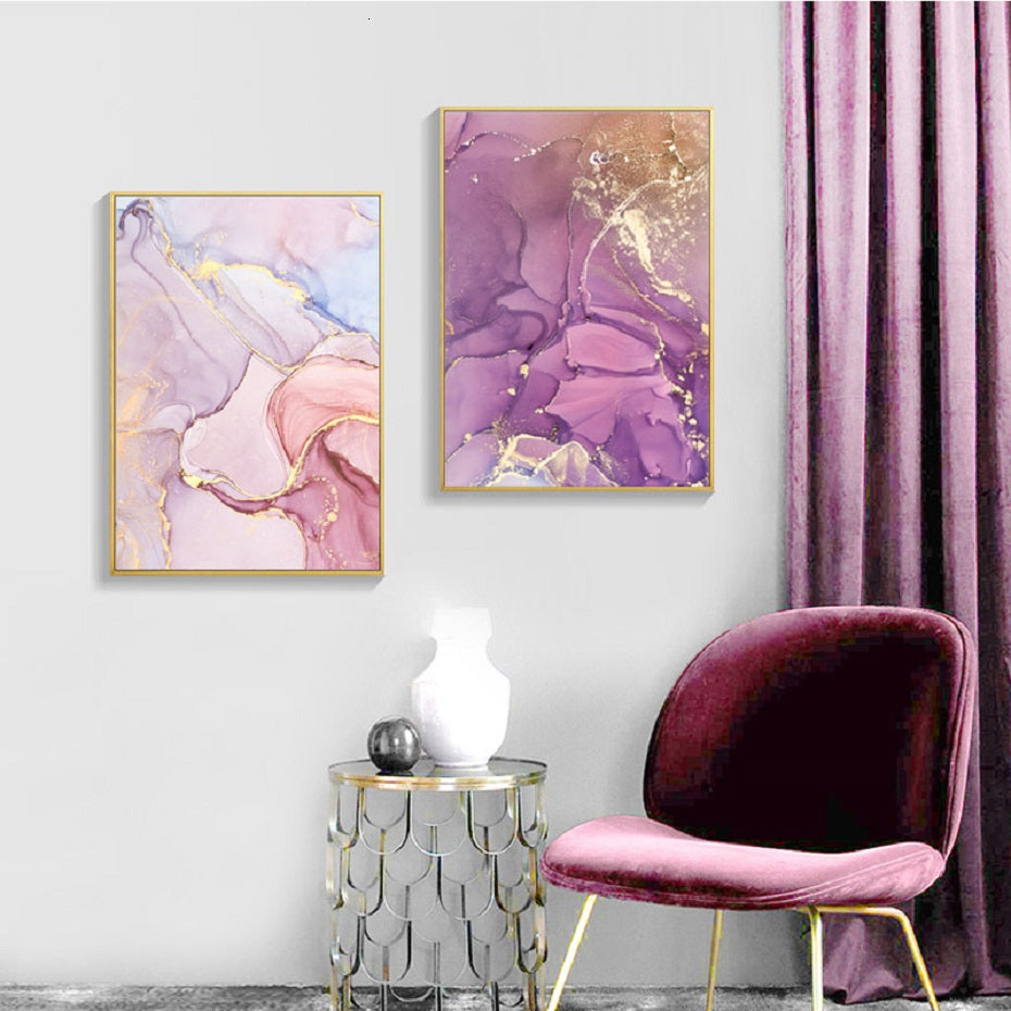 Pink Rose Gold Marble Wall Art Modern Elegant Fine Art ...