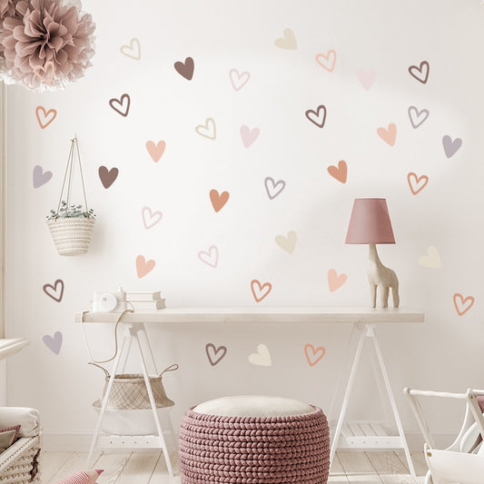 Rainbow Hearts Cute Colorful Decal Room Kids Wall – Vi For PVC Removable