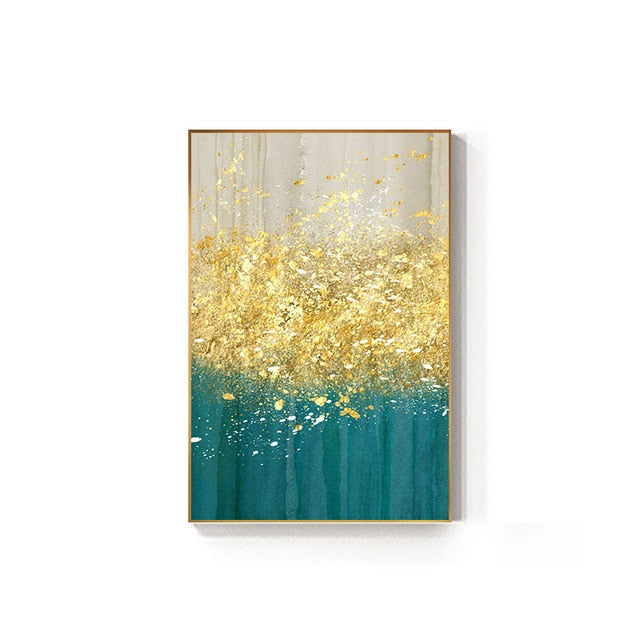 Golden Splash Abstract Wall Art Blue Gold Contemporary Wall Art Decor Nordicwallart Com