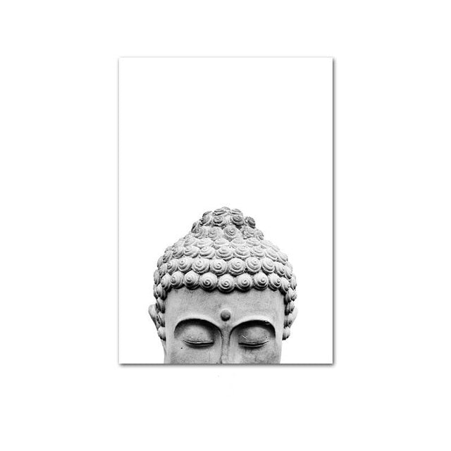 buddha face black and white