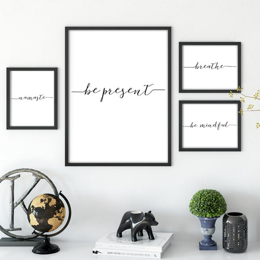 Inhale Exhale Canvas Art Picture Yoga Art Prints Set of 2 Black White Yoga  Wall Art Prints Minimalist Quotes Wall Art Canvas Painting Inhale Exhale  Typography Word Poster Painting16x24inchx2 No Frame 