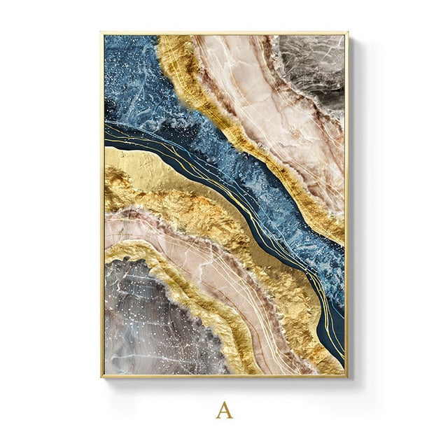 Black Blue Marble Golden Geode Wall Art For Home Office Fine Art Canva Nordicwallart Com