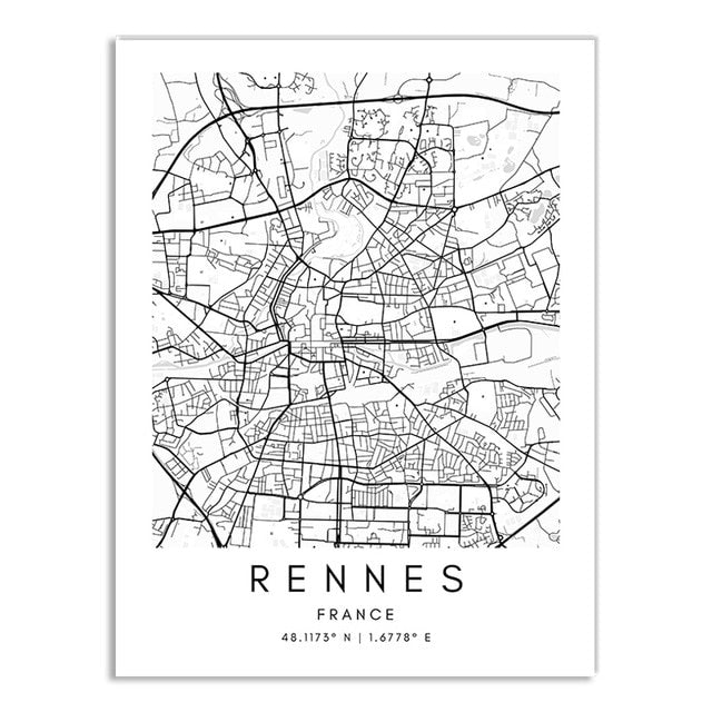 London Paris Amsterdam City Maps Wall Art Fine Art Canvas Print CUSTOM City Map Picture Minimalist Black White Nordic Style Home Office Interior Decor