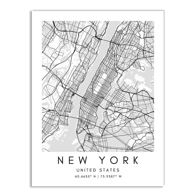 City Map Paris London New York Las Vegas Wall Art Canvas Painting Nordic  Posters And Prints Wall Pictures For Living Room Decor – Nordic Wall Decor